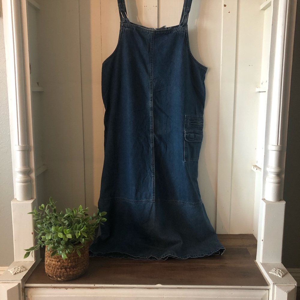 Vintage J.L.N.Y. Cottage Core Denim Blue Sleeveless Boho teacher dress cotton